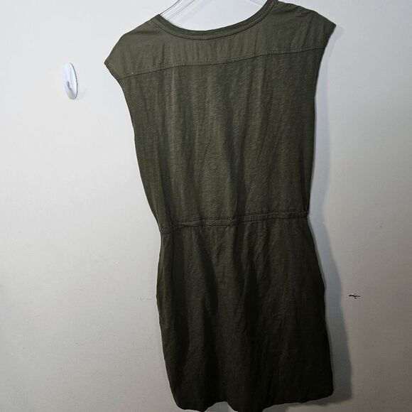 Boden Mya Jersey Short Sleeve Dress Womens Army Green Size 6 Long Pockets Drawst - Picture 3 of 4